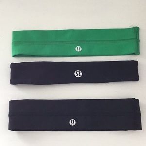 Lululemon headbands- 2 black and one green NEW!